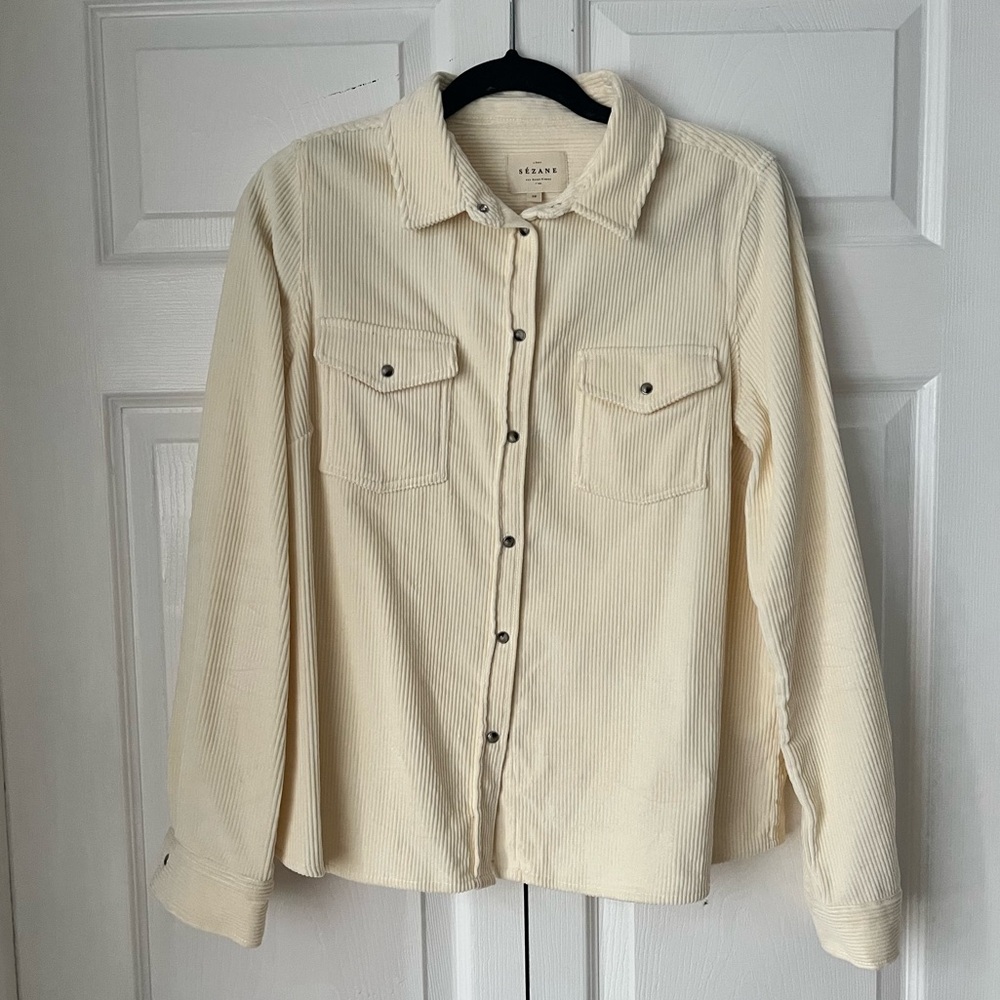 Sézane - “Rayanna” Corduroy Shirt (FW23) in Cream, 100% Cotton